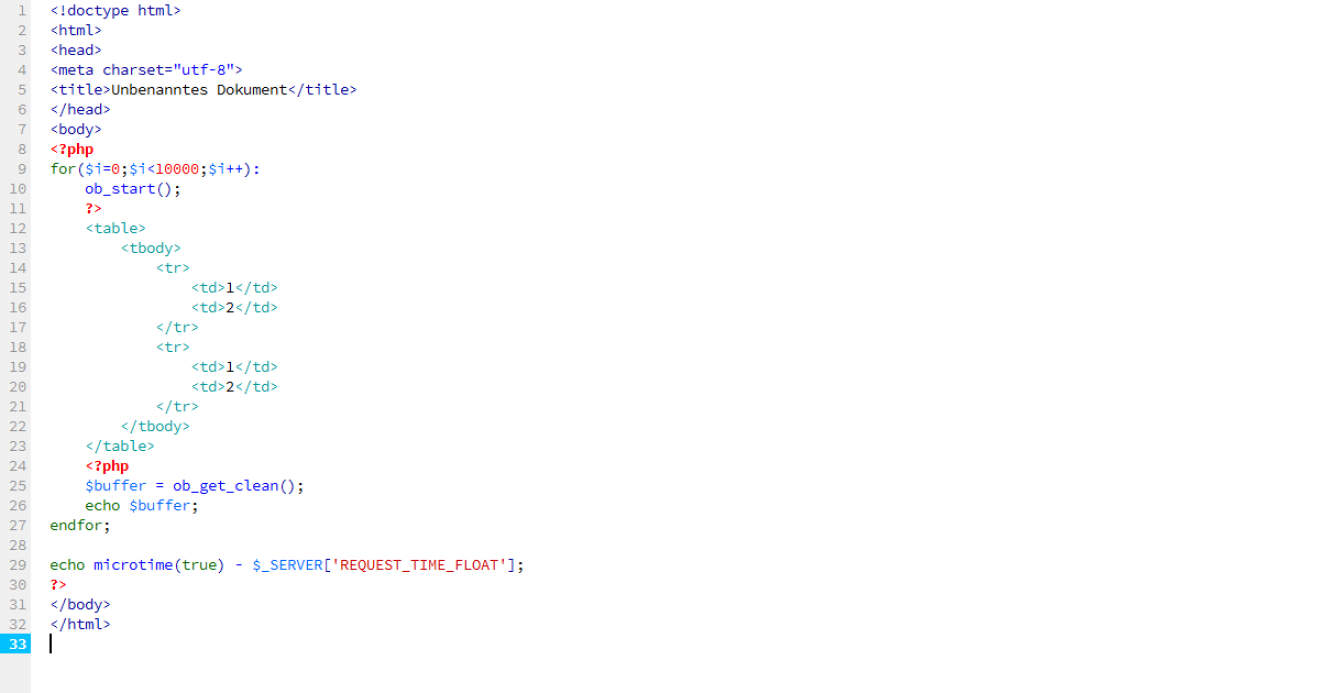 PHP: Machen die Ausgabepuffer-Funktionen ob_start()/ob_get_clean() das Skript langsam?